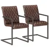 Image de Lot de 2 chaise vidaxl en fer non pliable H. 91 cm interieur marron