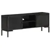 Image de vidaXL Meuble TV Centre de Divertissement Armoire Basse avec 2 Portes et 2 Etagères Salon Intérieur Noir 115x30x46 cm Bois Massif de Manguier