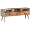 Image de Meuble TV Gris 130x35x51 cm Bois massif de manguier brut