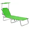 Image de Chaise longue pliable avec auvent acier vert pomme