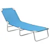 Image de Chaise longue pliable acier et tissu bleu turquoise
