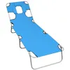 Image de Chaise longue pliable avec coussin de tête Acier Bleu turquoise