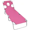 Image de vidaXL Chaise longue pliable avec coussin de tête Acier Rose magento310333