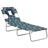 Image de Chaise longue pliable coussin de tête Acier Motif de feuilles