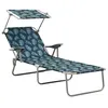 Image de Chaise longue avec auvent acier motif de feuilles