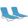 Image de Chaises longues pliables lot de 2 Acier et tissu Bleu