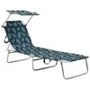 Image de vidaXL Chaise Longue Pliable avec Auvent Transat de Patio Bain de Soleil d'Extérieur Terrasse Jardin Arrière-cour 310364