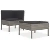Image de vidaXL Salon de jardin 2 pcs avec coussins Résine tressée Gris