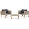 Image de Salon de jardin 3 pcs avec coussins Résine tressée Beige