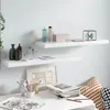 Image de Étagère murale flottante 2 pcs Blanc brillant 80x23,5x3,8cm MDF
