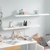 Image de Étagère murale flottante 2pcs Blanc brillant 120x23,5x3,8cm MDF