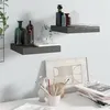 Image de Étagère murale flottante 2 pcs Gris brillant 23x23,5x3,8 cm MDF