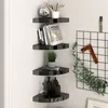 Image de Étagères d angle flottantes 4 pcs noir brillant 25x25x3,8cm MDF