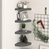 Image de vidaXL Hoekschappen zwevend 4 st 25x25x3,8 cm MDF hoogglans grijs323894