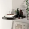 Image de Étagère d angle flottante noir brillant 35x35x3,8 cm MDF