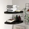 Image de Étagères d angle flottantes 2 pcs noir 35x35x3,8 cm MDF