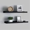 Image de Étagères à rebord pour cadre photo 2 pcs Noir 60x9x3 cm MDF