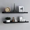 Image de Étagères à rebord pour cadre photo 2 pcs Noir 80x9x3 cm MDF