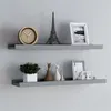 Image de Étagères à rebord pour cadre photo 2 pcs Gris 80x9x3 cm MDF