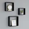 Image de vidaXL Etagères Murales sous Forme de Cube 3 pcs Etagères Flottantes Etagères Suspendues Organisateur Unité Murale Intérieur Noir MDF