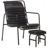 Image de vidaXL Relaxfauteuil met voetenbankje echt leernoir