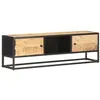 Image de vidaXL Meuble TV avec porte sculptée 130x30x40cm Bois de manguier brut320943