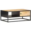 Image de Table basse à porte sculptée 90x55x36 cm Bois de manguier brut
