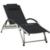 Image de Chaise longue avec oreiller textilène noir