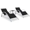 Image de Chaises longues lot de 2 avec table aluminium noir