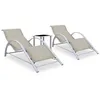 Image de vidaXL Chaises longues lot de 2 avec table Aluminium Crème310536