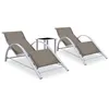 Image de Chaises longues lot de 2 avec table Aluminium Taupe