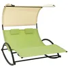 Image de Chaise longue double avec auvent textilène vert et crème