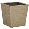 Image de Table à thé Beige 41,5x41,5x44cm Résine tressée et verre trempé