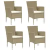 Image de Lot de 4 chaise vidaxl exterieur non pliable en resine tressee H. 84 cm beige