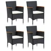Image de Chaises à manger de jardin lot de 4 Résine tressée Noir