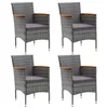 Image de Chaises à manger de jardin lot de 4 Résine tressée Gris