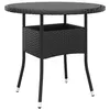 Image de vidaXL Table de jardin Ø80x75 cm Verre trempé-résine tressée Noir 310604