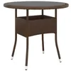 Image de vidaXL Table de jardin Ø80x75 cm Verre trempé-résine tressée Marron 310605