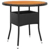 Image de Table de jardin Ø80x75 cm Résine tressée et bois d acacia Noir