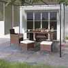 Image de vidaXL Jeu de chaise et tabouret de jardin 4 pcs Résine tressée Marron 310613