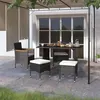 Image de vidaXL Jeu de chaise et tabouret de jardin 4 pcs Résine tressée Noir 310614