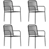 Image de Lot de 4 chaise vidaxl en acier non pliable exterieur H. 85.5 cm gris