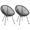 Image de Lot de 2 chaise vidaxl en rotin empilable non pliable H. 83 cm exterieur noir