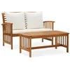 Image de Salon de jardin Vidaxl bois massif beige 2 pieces 2 personnes