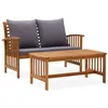 Image de Salon de jardin Vidaxl gris 2 pieces 2 personnes 102.0 x 50 x 43 cm bois massif