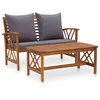 Image de Salon de jardin Vidaxl gris 2 pieces bois massif 102.0 x 50 x 43 cm 2 personnes