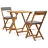 Image de Ensemble de bistro pliable 3 pcs et coussins bois acacia solide