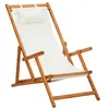 Image de Chaise pliable de plage Bois d eucalyptus solide et tissu Crème
