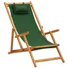 Image de Chaise pliable de plage bois d eucalyptus solide et tissu vert