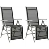 Image de vidaXL Tuinstoelen 2 st verstelbaar textileen aluminium zilverkleurig312197